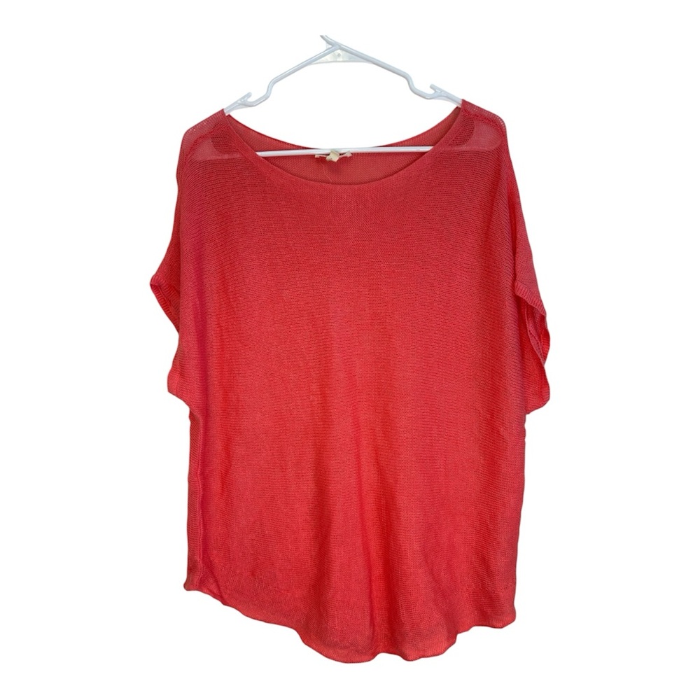 Eileen Fisher System Coral Lagen look Knit Top 100% Organic Linen
